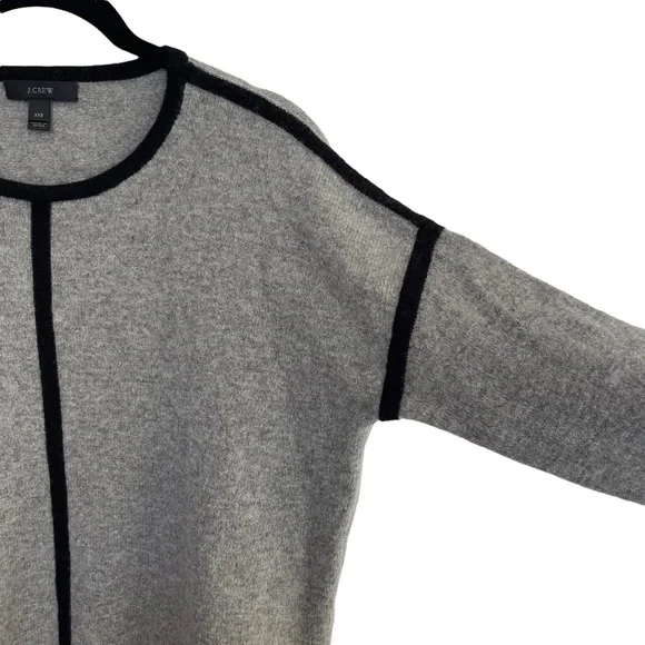 J. Crew 100% Wool Tipped Sweater Tunic Grey Stripe - Picture 6 of 9
